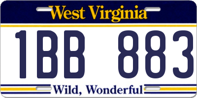 WV license plate 1BB883