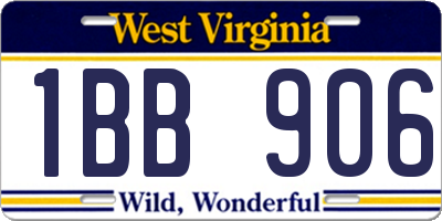 WV license plate 1BB906