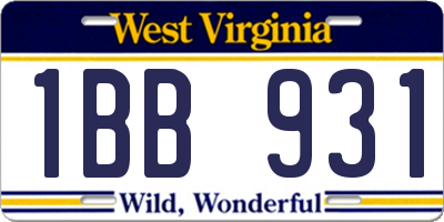 WV license plate 1BB931