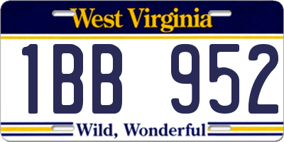 WV license plate 1BB952