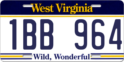 WV license plate 1BB964