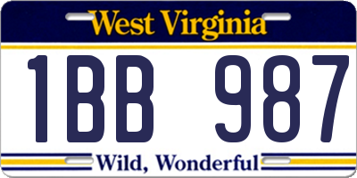 WV license plate 1BB987