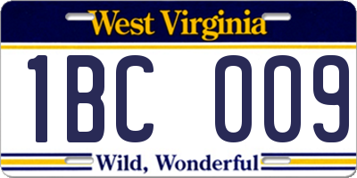 WV license plate 1BC009