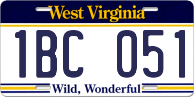 WV license plate 1BC051