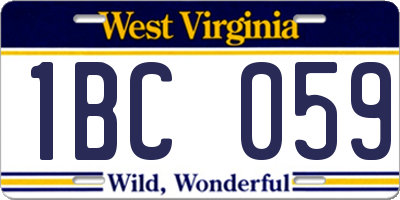WV license plate 1BC059
