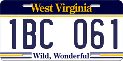 WV license plate 1BC061