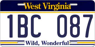 WV license plate 1BC087