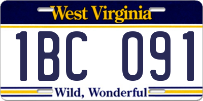 WV license plate 1BC091