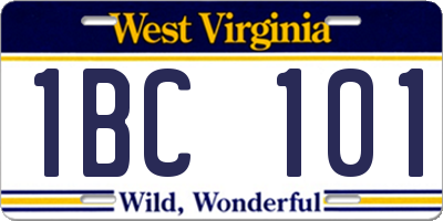 WV license plate 1BC101