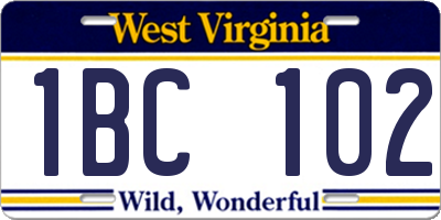 WV license plate 1BC102
