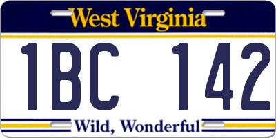WV license plate 1BC142