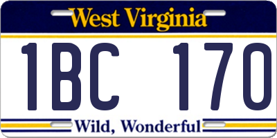 WV license plate 1BC170