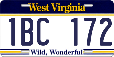 WV license plate 1BC172