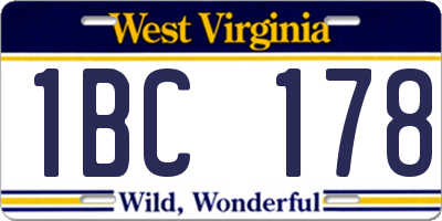 WV license plate 1BC178