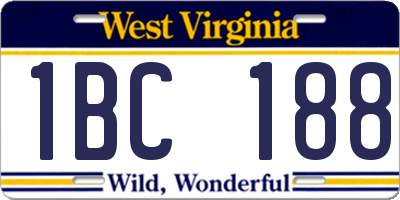 WV license plate 1BC188
