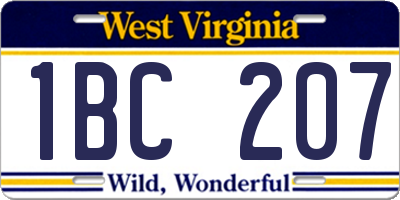 WV license plate 1BC207