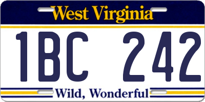 WV license plate 1BC242