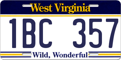 WV license plate 1BC357