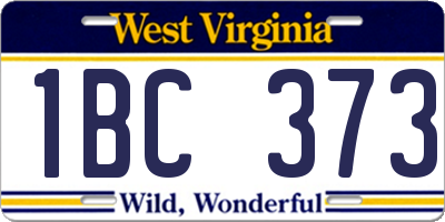 WV license plate 1BC373