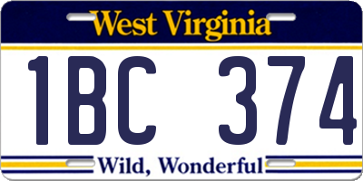 WV license plate 1BC374