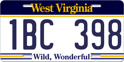 WV license plate 1BC398