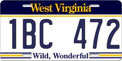 WV license plate 1BC472