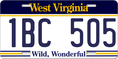 WV license plate 1BC505