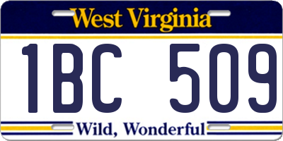 WV license plate 1BC509