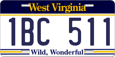 WV license plate 1BC511