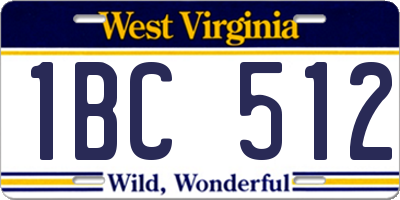 WV license plate 1BC512