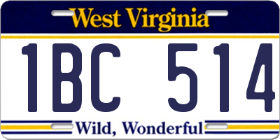 WV license plate 1BC514