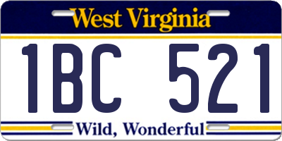 WV license plate 1BC521