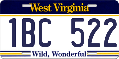 WV license plate 1BC522