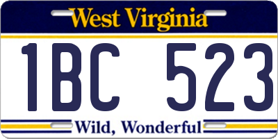 WV license plate 1BC523