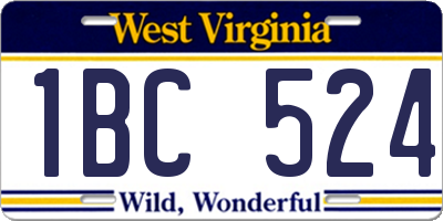 WV license plate 1BC524