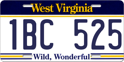 WV license plate 1BC525
