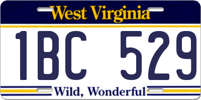 WV license plate 1BC529