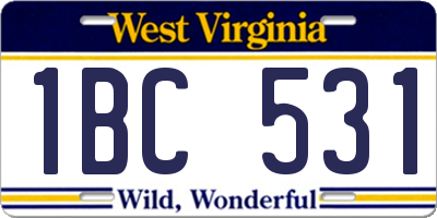 WV license plate 1BC531