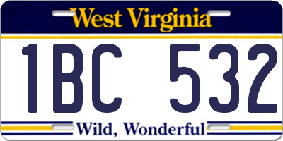WV license plate 1BC532