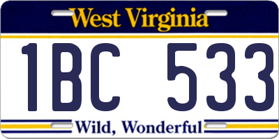 WV license plate 1BC533
