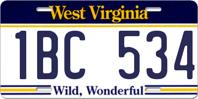 WV license plate 1BC534