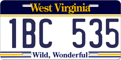 WV license plate 1BC535