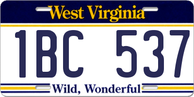 WV license plate 1BC537