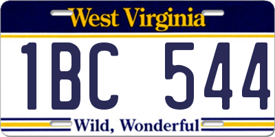 WV license plate 1BC544