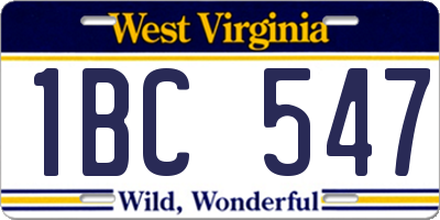 WV license plate 1BC547