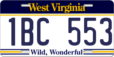 WV license plate 1BC553