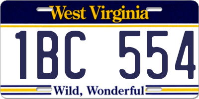 WV license plate 1BC554
