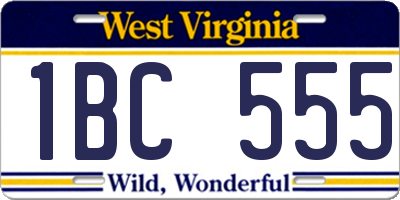 WV license plate 1BC555