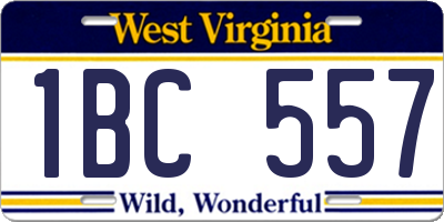 WV license plate 1BC557