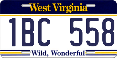 WV license plate 1BC558